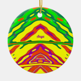 ANYA ~ 3D CHRISTMAS Red Grönt Gult 2024 Julgransprydnad Keramik