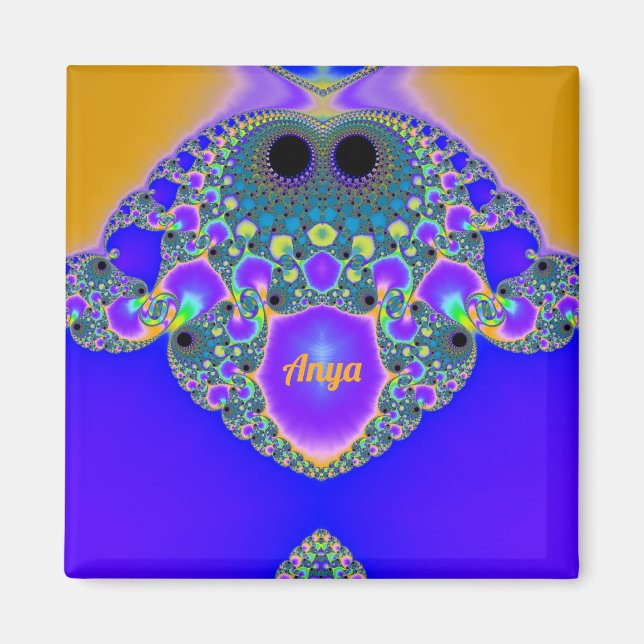 ANYA ~ Abstrakt Mönster ~ Blue Lila Gult ~ Magnet (Framsidan)