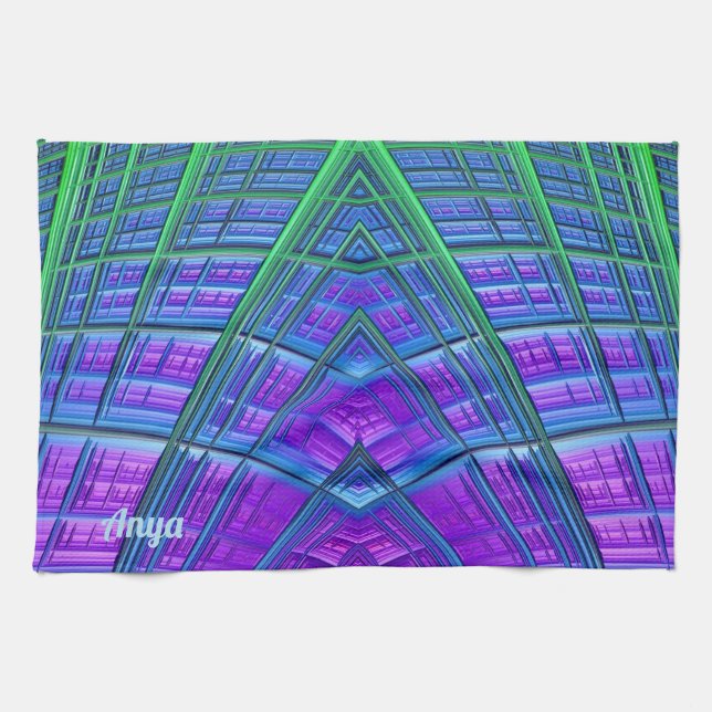 ANYA ~ Lila Grönt Blue ~ ORIGINAL ~ Kökshandduk (Horisontell)