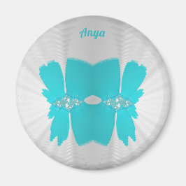 ANYA ~ White and Aqua ~ Stunning Design Magnet