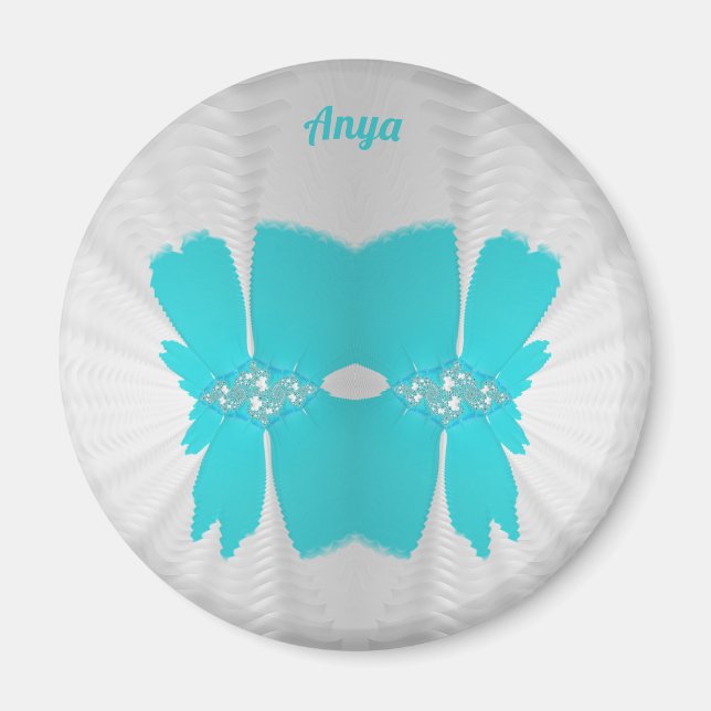 ANYA ~ White and Aqua ~ Stunning Design Magnet (Framsidan)