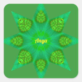 ANYA ~WOW! Oktagonal Grönt Stjärtprojektion ~ Fyrkantigt Klistermärke