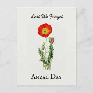 Anzac-dagen vallmo vintage minnes- minnesmärke vykort