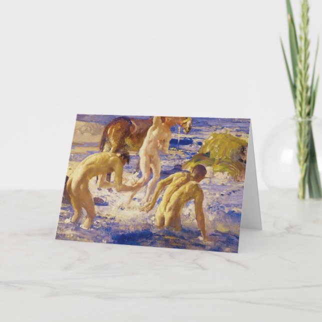 Anzacs Bathing in Sea Fine Art Hälsning Card Kort (Framsida)