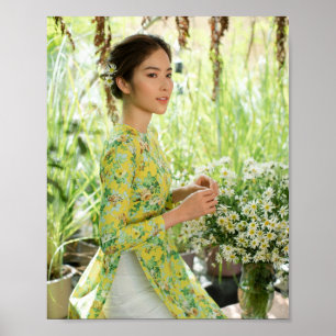 Ao Dai Traditionellt Vietnam Poster