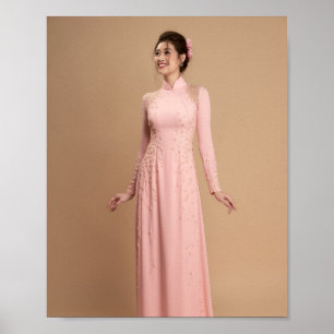 Ao Dai Traditionellt Vietnam Poster