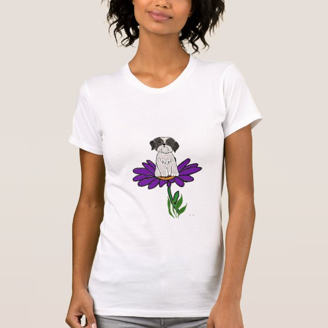 AO Shih Tzu på en daisyskjorta Tee (Framsida)