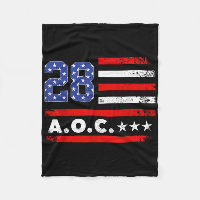 Aoc 2028 A.o.c. 2028 for President American Flagga Fleecefilt (Framsidan)