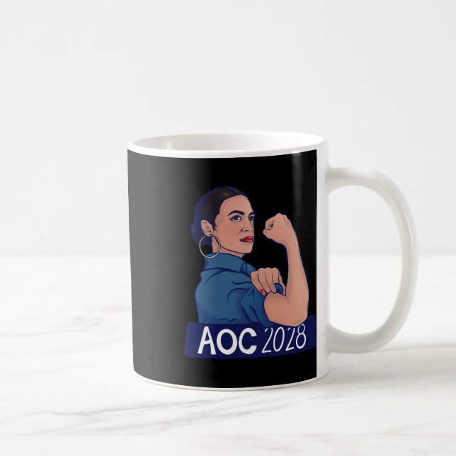 Aoc 2028 Alexandria Ocasio Cortez 2028 Långärmad Kaffemugg (Höger)