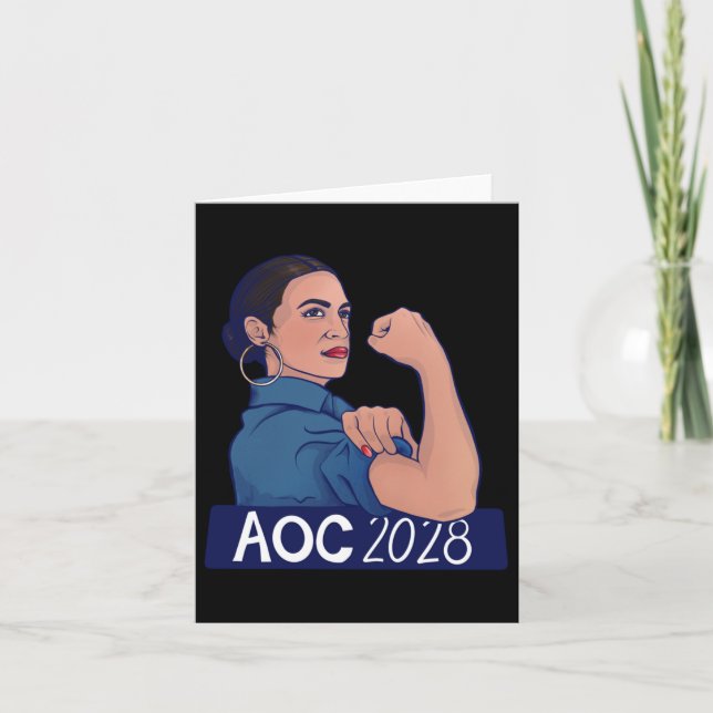 Aoc 2028 Alexandria Ocasio Cortez 2028 Långärmad Kort (Framsida)