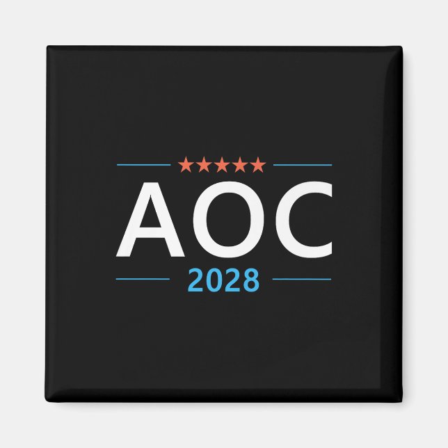 Aoc 2028 Alexandria Ocasio-cortez för president De Magnet (Framsidan)