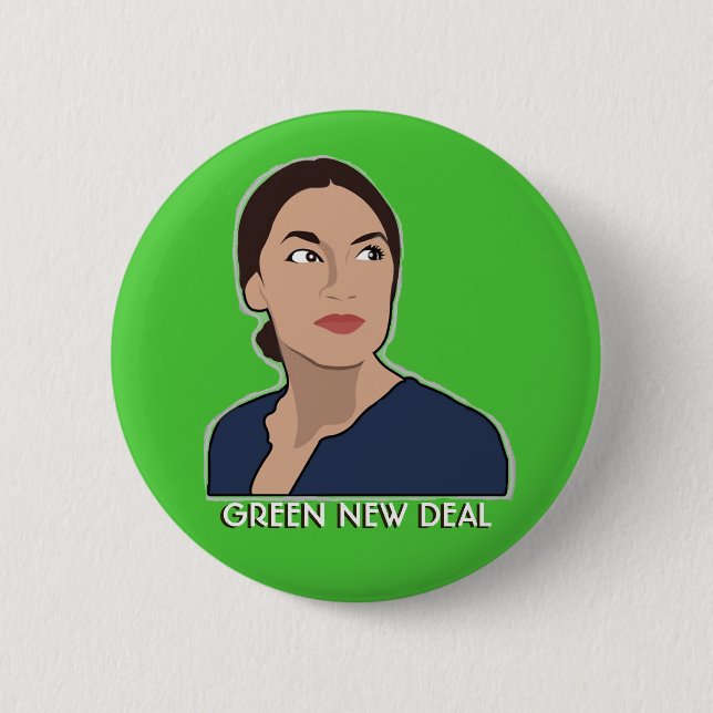 AOC: Grönt New Deal Button Knapp (Framsida)