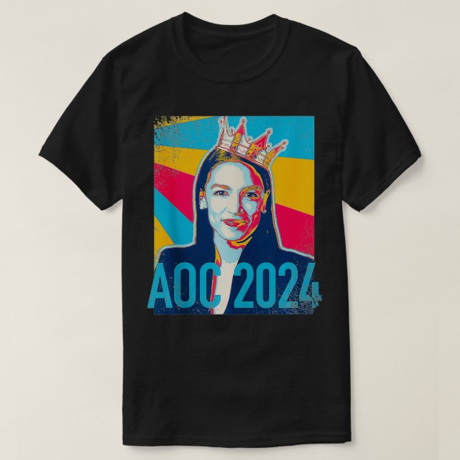 AOC OcasioCortez 2024 Presidentens Kampanj Notori T Shirt (Design framsida)