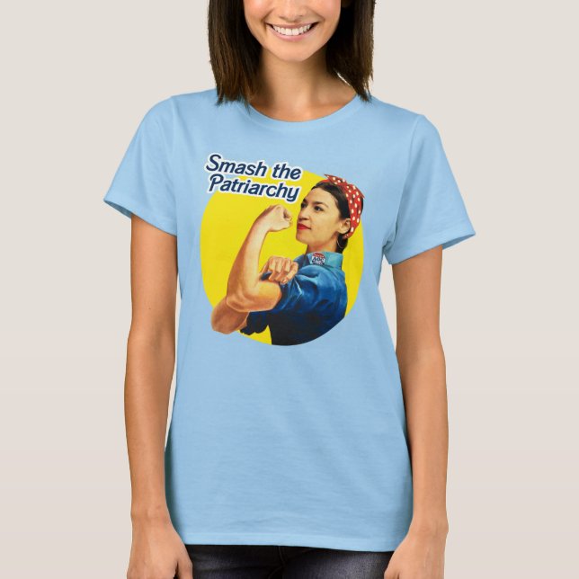 AOC Riveter: Smash the Patriarchy T Shirt (Framsida)