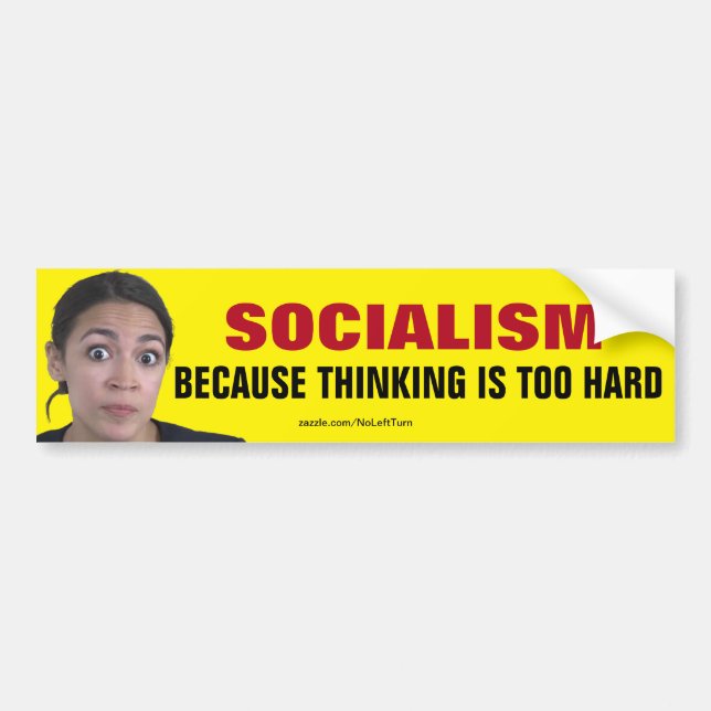 AOC Socialism För att Tänka är för Svårt Bildekal (Framsidan)