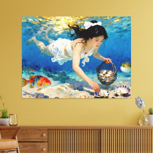 "Aoi of the Deep" - An Ocean Porträtt Canvastryck
