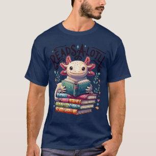 Aolotl böcker läser salotl läsning bokälskare pojk t shirt