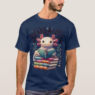 Aolotl böcker läser salotl läsning bokälskare pojk t shirt
