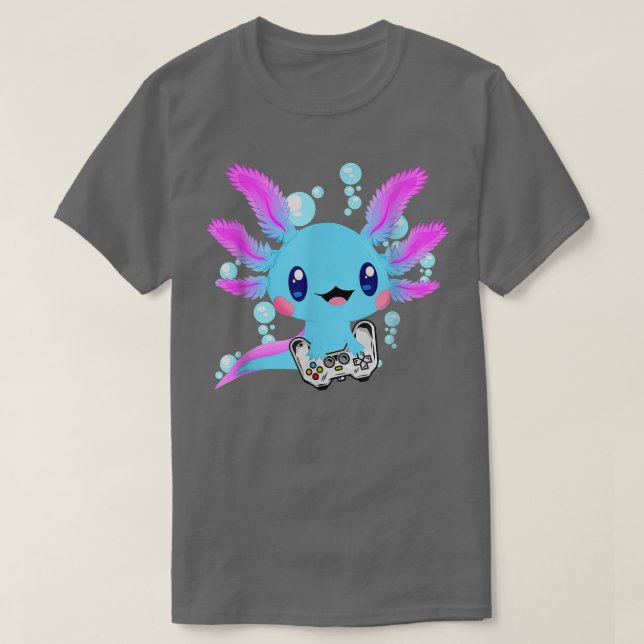 Aolotl Fish Playing Video Games Lizard  T Shirt (Design framsida)