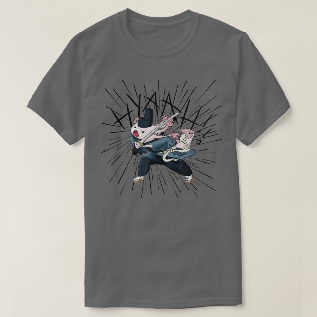 Aolotl Samurai Ninja Katana Anime Japanska  T Shirt (Design framsida)