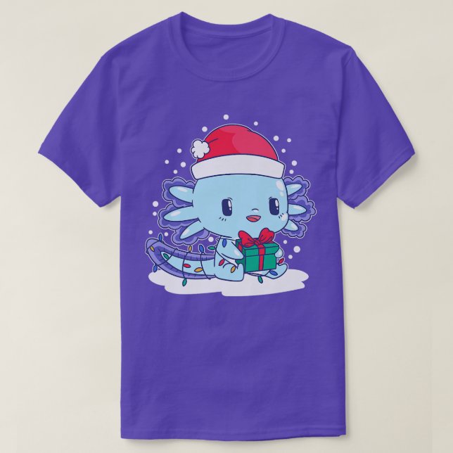 Aolotl Santa Hat Julafton Ljus Cute Kawaii Aolotl  T Shirt (Design framsida)