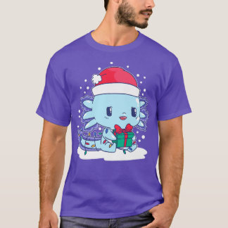 Aolotl Santa Hat Julafton Ljus Cute Kawaii Aolotl  T Shirt