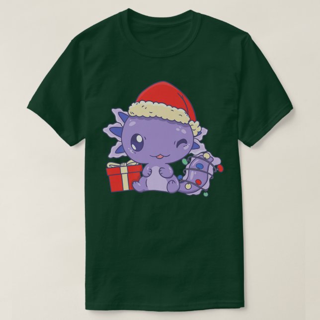Aolotl Santa Hat Julafton Ljus Cute Kawaii Aolotl  T Shirt (Design framsida)