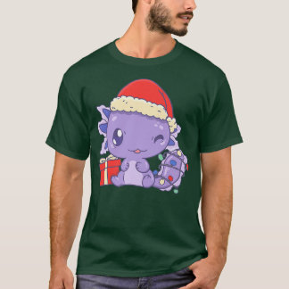 Aolotl Santa Hat Julafton Ljus Cute Kawaii Aolotl T Shirt