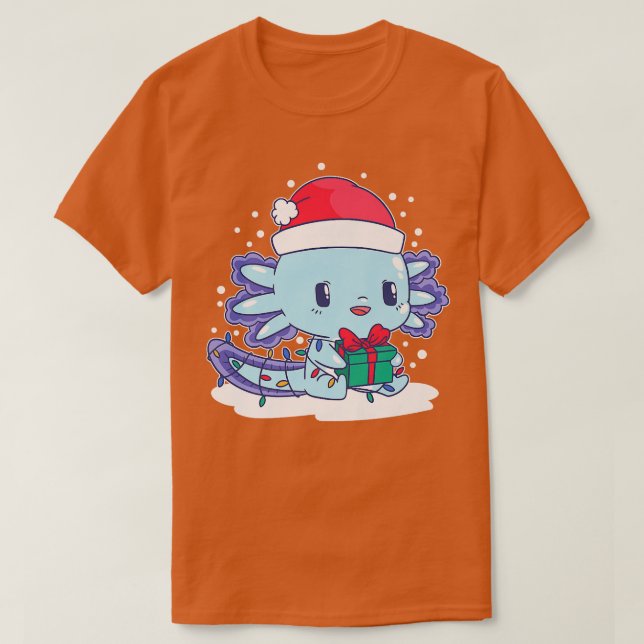 Aolotl Santa Hat Julafton Ljus Cute Kawaii Aolotl  T Shirt (Design framsida)
