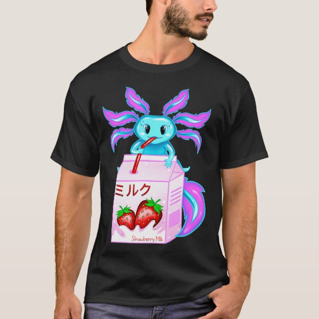 Aolotl Strawberry Mjölk Kids Cute Kawaii Womens T Shirt (Framsida)