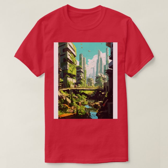 Aoned Old City Art Stil T Shirt (Design framsida)