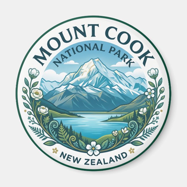 Aoraki / Mount Cook nationalpark Nya Zeeland Magnet (Framsidan)