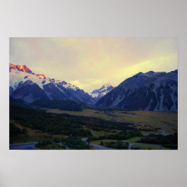 Aoraki/Mount Cook, Nya Zeeland, vid soluppgång Poster