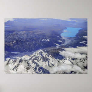 Aoraki Mount Cook och Lake Pukaki, Nya Zeeland Poster