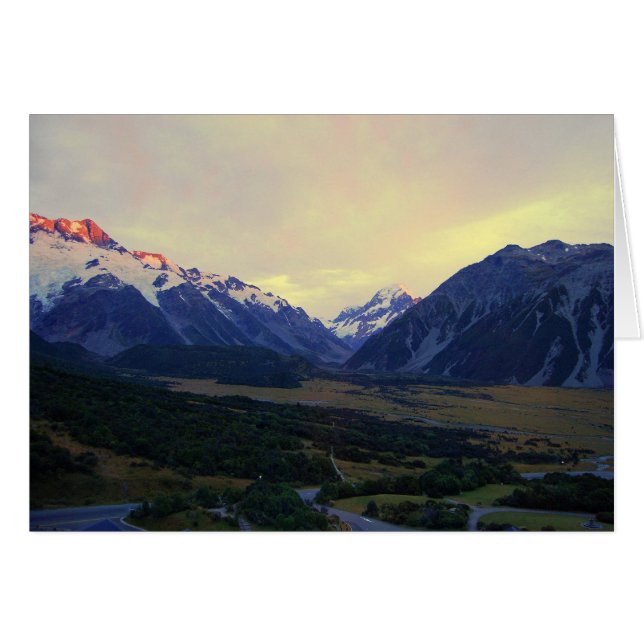 Aoraki/Mount Cook vid Sunrise Hälsningskort (Framsidan Horizontal)