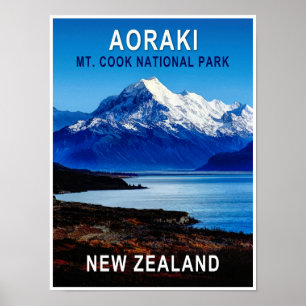 Aoraki Nya Zeeland Resaaffisch Poster