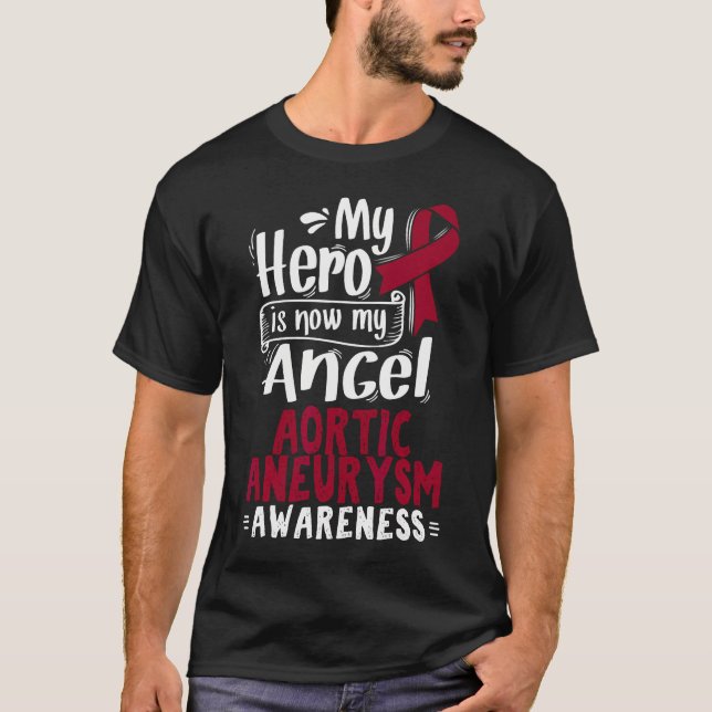Aortic Aneurysm Gift Burgundy Awareness Ribbon T Shirt (Framsida)