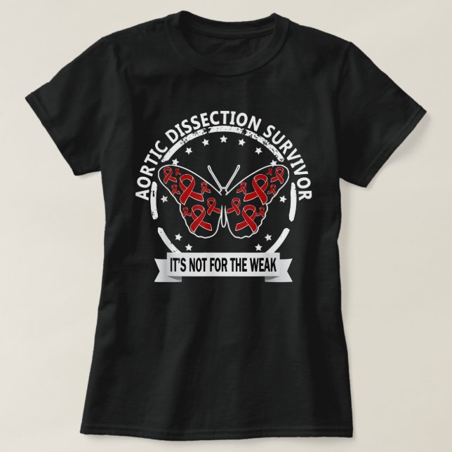Aortic Dissection Survivor, red-ribbon raising awa T Shirt (Design framsida)