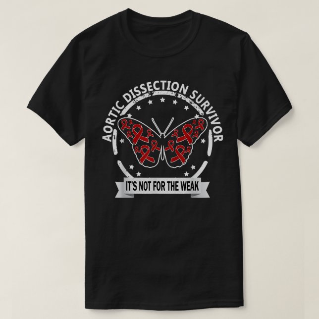 Aortisk dissekering Survivor, röd ribbonhöjning aw T Shirt (Design framsida)