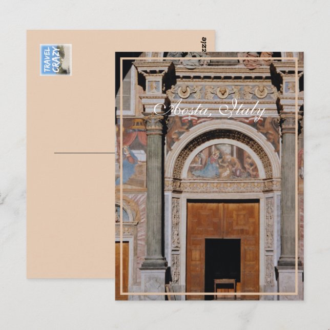 Aosta Cathedral Facade, Italien Vykort (Fram/baksida)