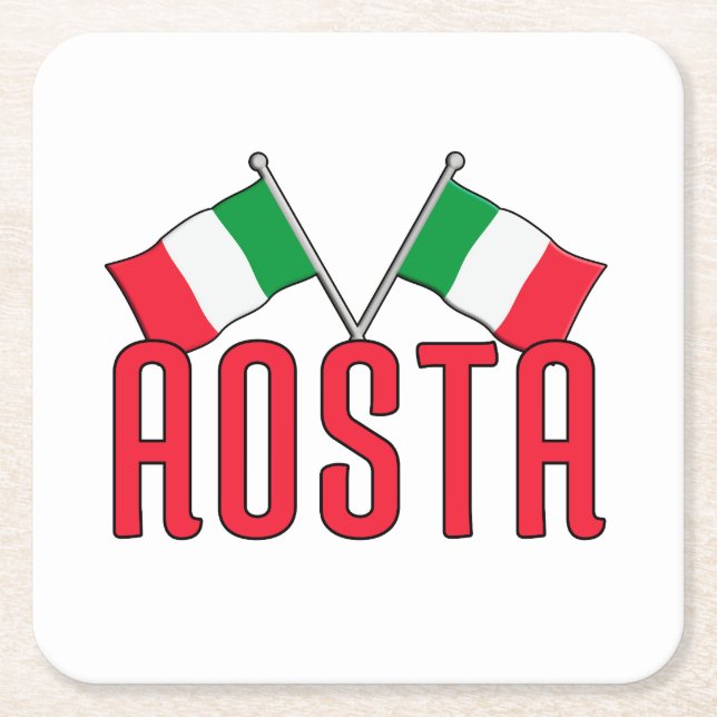 AOSTA ITALIEN FLAGGOR UNDERLÄGG PAPPER KVADRAT (Framsidan)