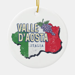 Aosta Valley Italien Region Karta Vintage Souvenir Julgransprydnad Keramik