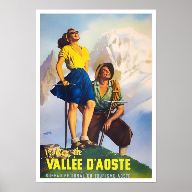 Aosta Valley Italien vintage resor Poster (Framsidan)