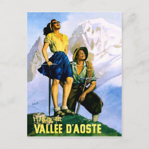 Aostadalen, klätterpar. Vintage resor Vykort