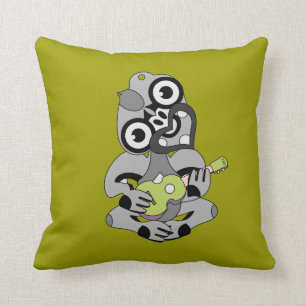 Aotearoa Hei Tiki med grönt ukulele Kudde