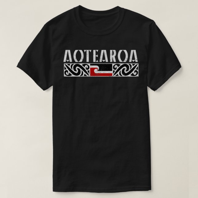 Aotearoa Maori Flagga T Shirt (Design framsida)