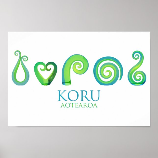 Aotearoa New Zealand Koru - Grönt Poster (Framsidan)