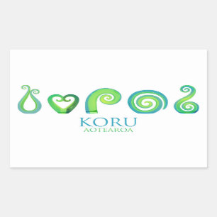 Aotearoa New Zealand Koru - Grönt Rektangulärt Klistermärke