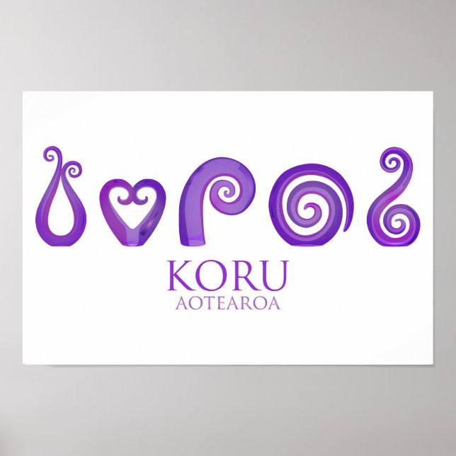 Aotearoa New Zealand Koru - lila Poster (Framsidan)