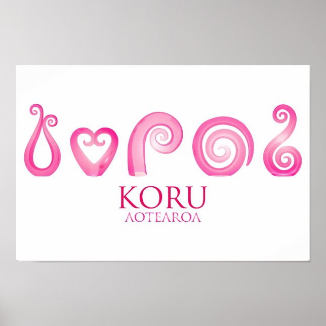 Aotearoa New Zealand Koru - rosa Poster (Framsidan)